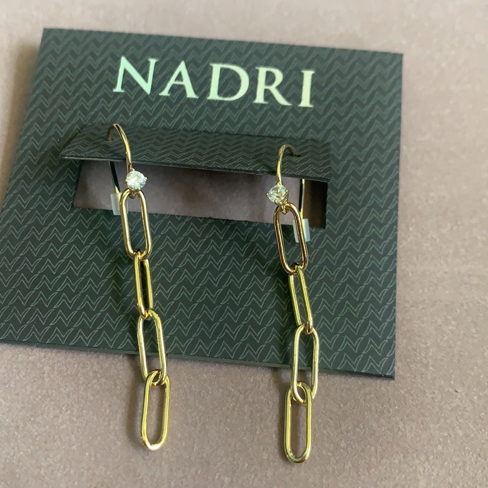 Nadri Lynx CZ Link Linear Earrings - Picture 3 of 5